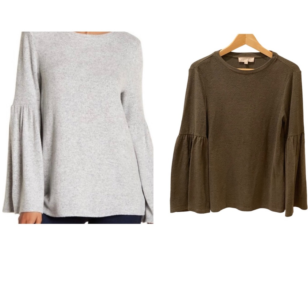 Philosophy Deep Green Bell Statement Sleeve Sweater Relaxed Oversized Fit XS